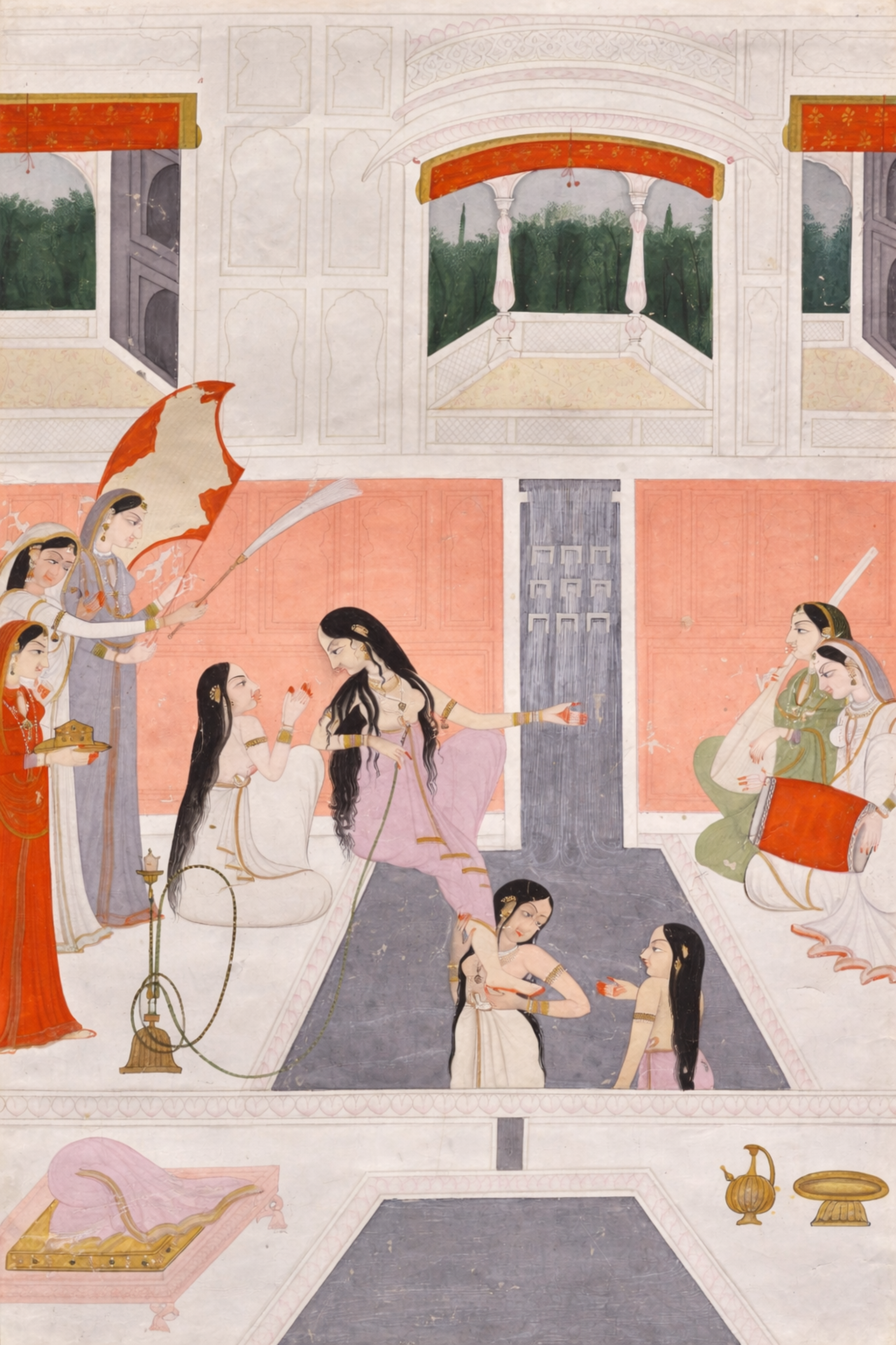 'Palace Women Enjoying Music by a Cascade' Canvas Cloth Print, c.1780