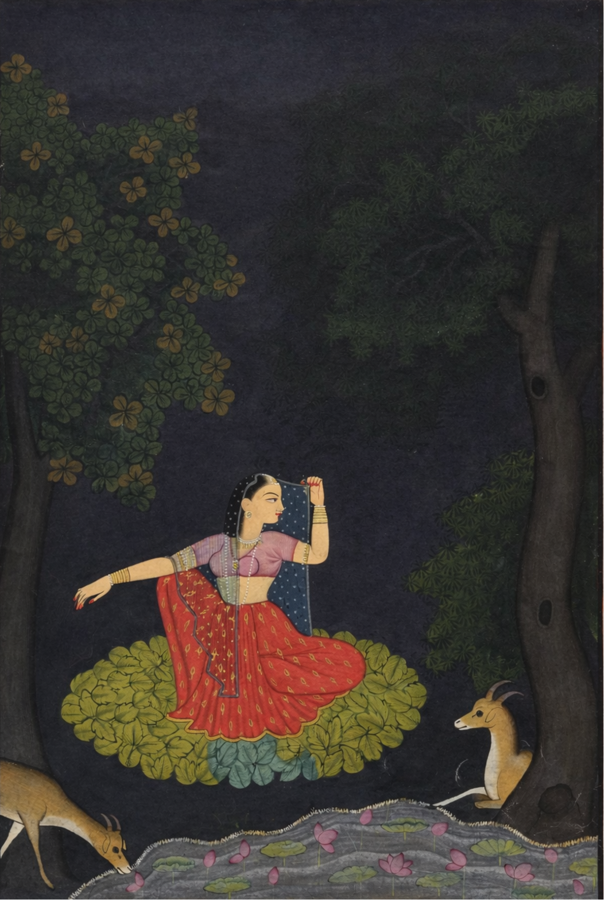 'Vasakasajja Nayika, from the Nurpur Rasikapriya' Canvas Cloth Print, c.1750