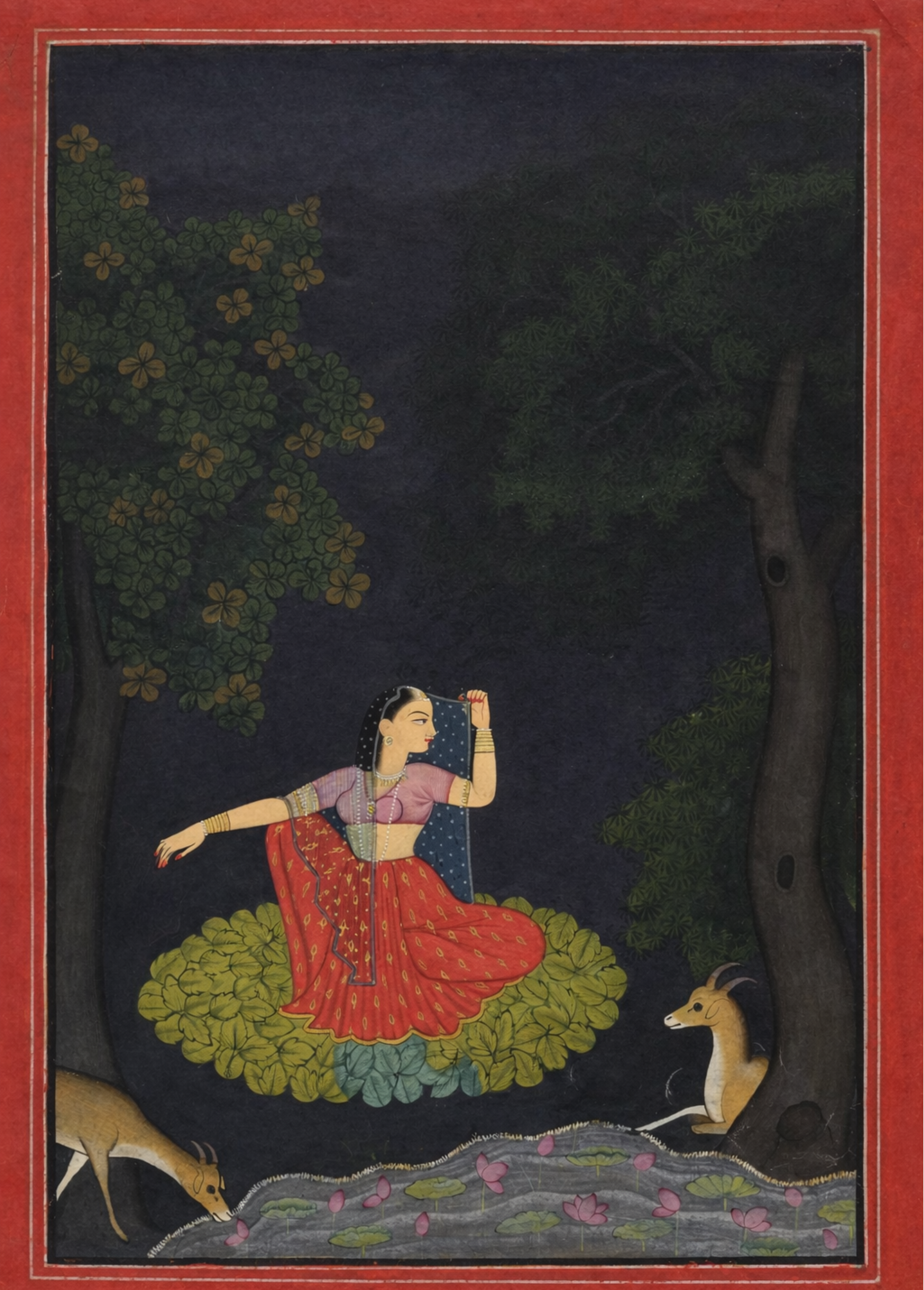 'Vasakasajja Nayika, from the Nurpur Rasikapriya' Canvas Cloth Print, c.1750