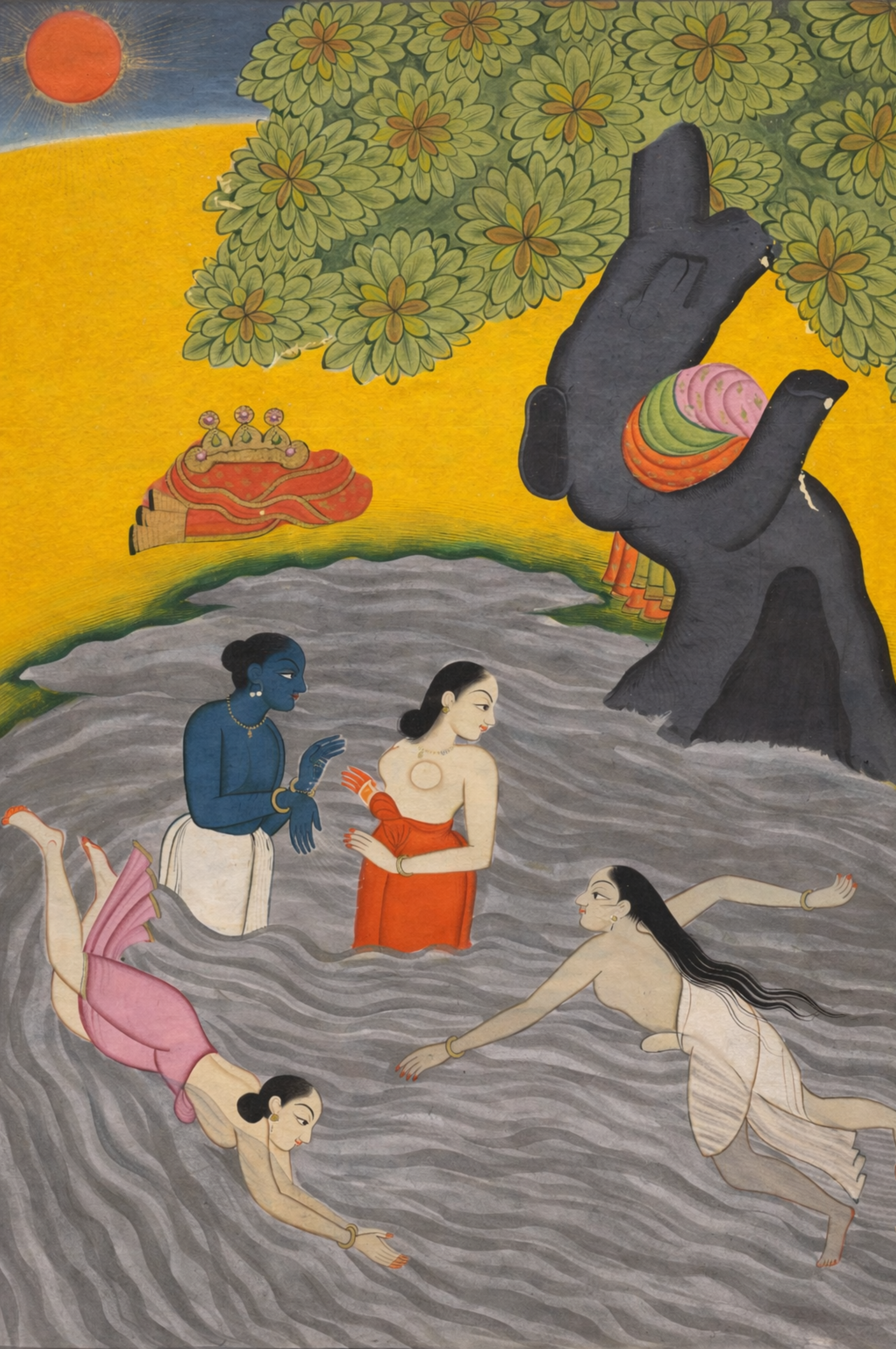 'Krishna Playing with the Gopis in the Yamuna' Canvas Cloth Print, c.1770