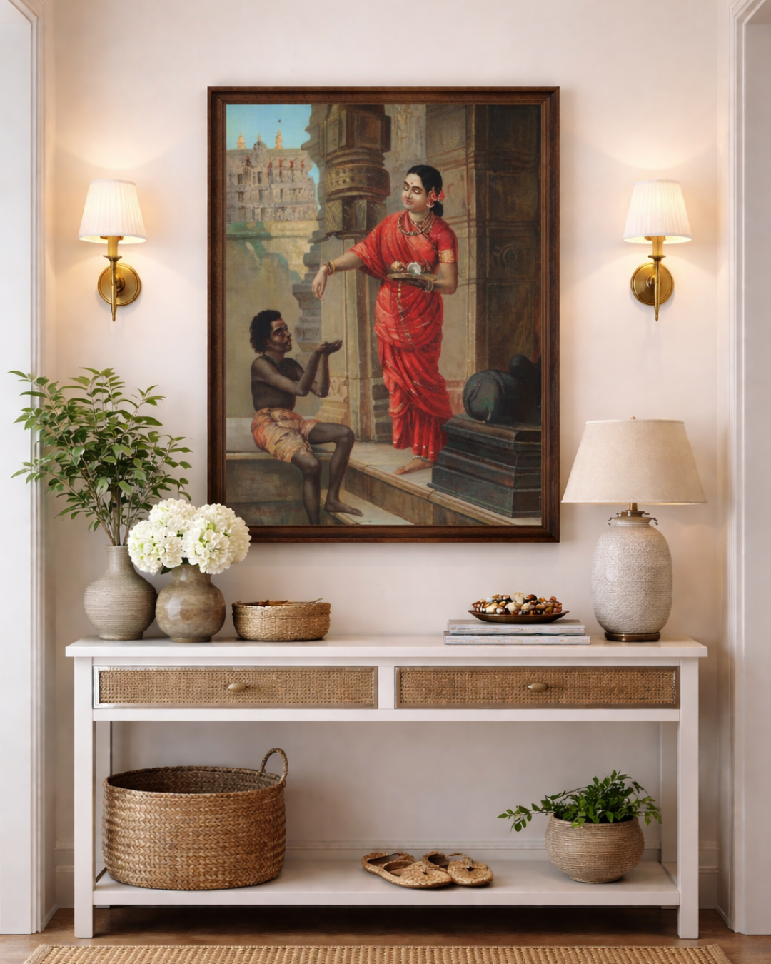 Raja Ravi Varma – "Mandodari" (1910): A Portrait of Virtue, Charity, and Quiet Devotion