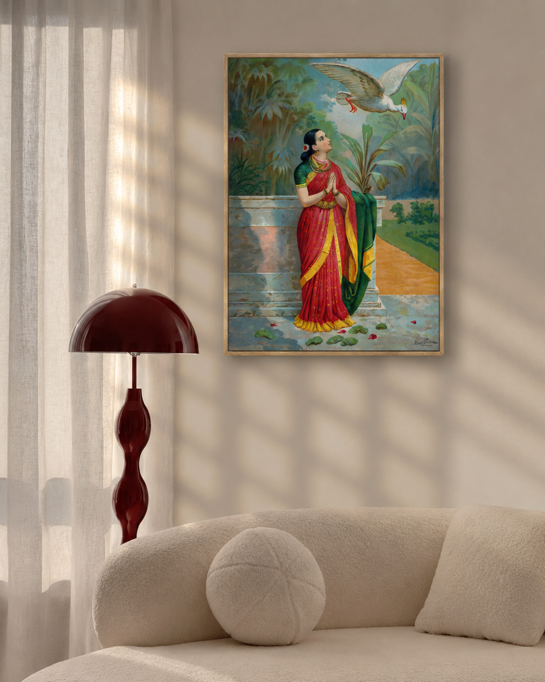 Raja Ravi Varma – "Hamsa Damayanti": Love's Divine Messenger in the Palace Garden