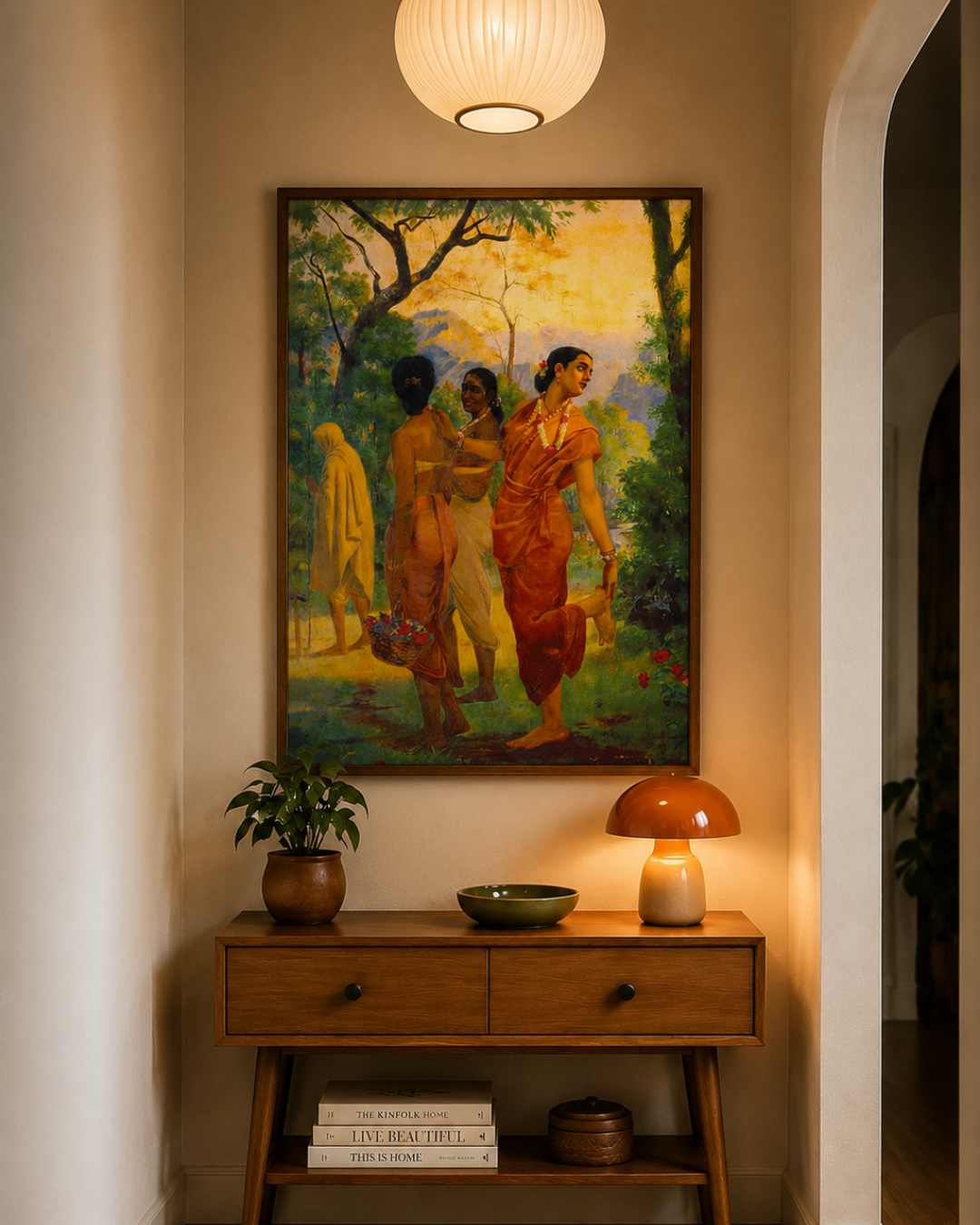 Raja Ravi Varma – "Shakuntala Looking Back to Glimpse Dushyanta": A Fleeting Glance of Love and Longing