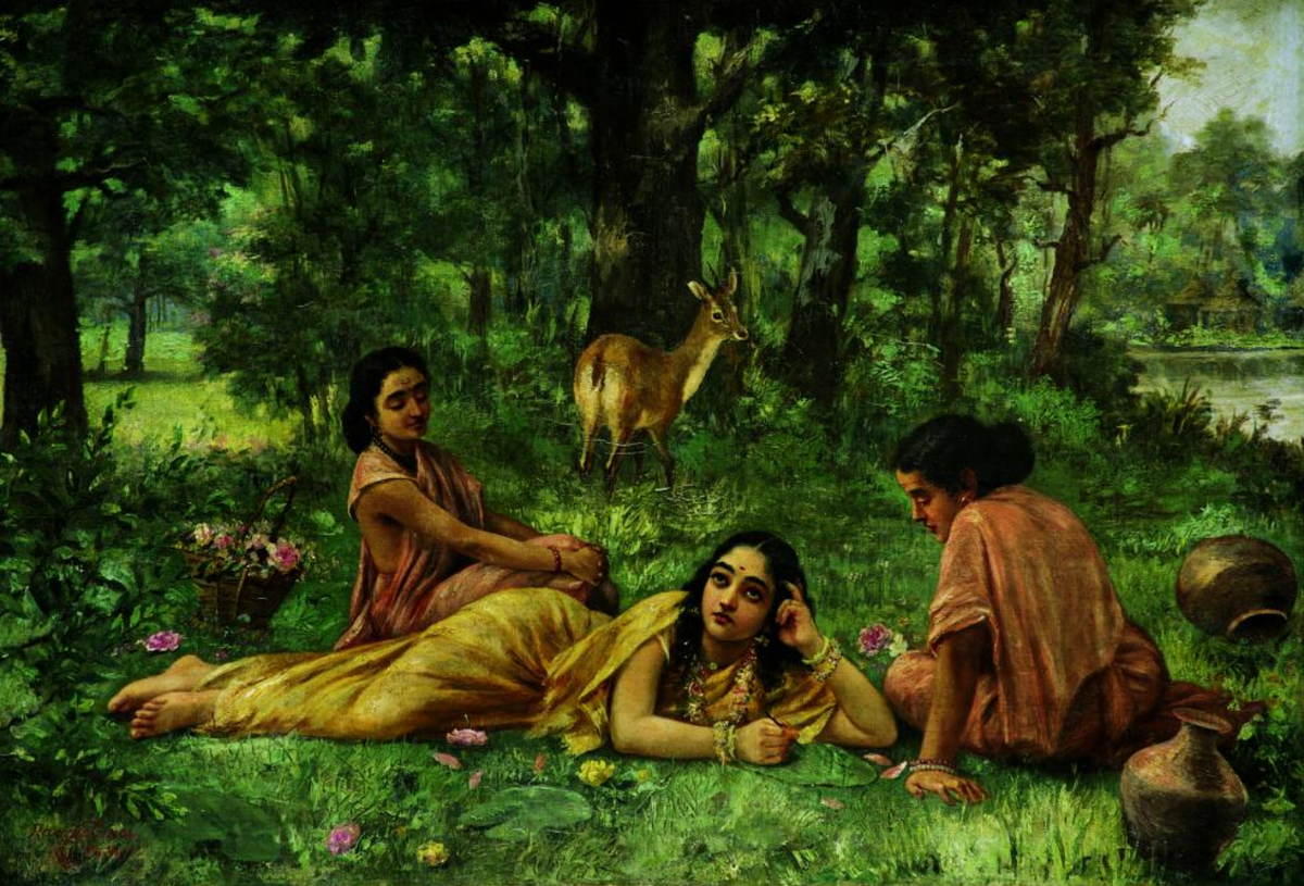 Raja Ravi Varma – "Sakunthala Pathralekhan": Love-Sick Reverie in the Hermitage