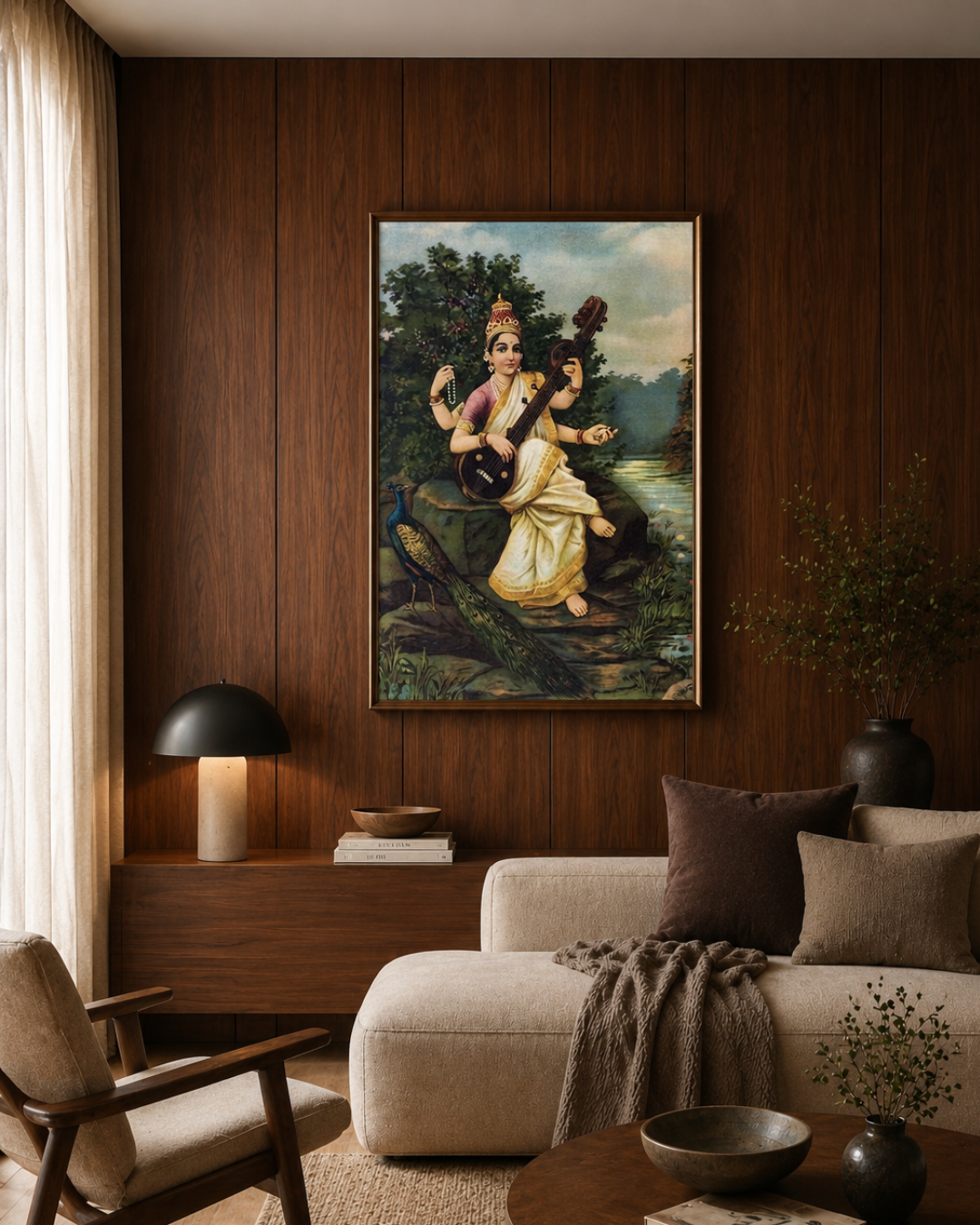 Raja Ravi Varma – "Saraswati" (1896): The Embodiment of Knowledge, Music, and Wisdom