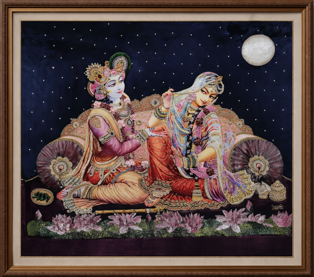 Radha Krishna Moon Tapestry