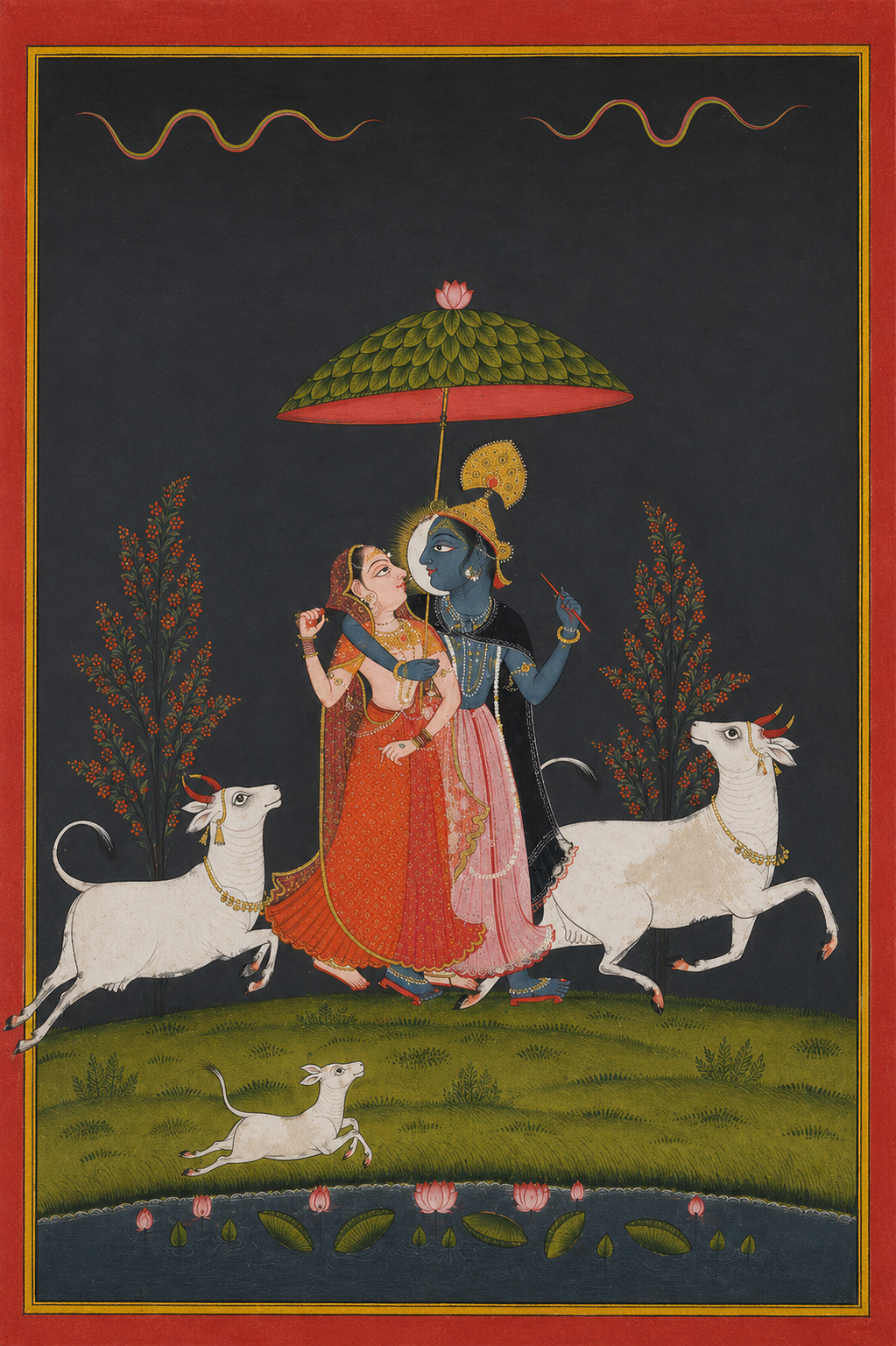 'Radha and Krishna in the Rain' Canvas Cloth Print, c.1780