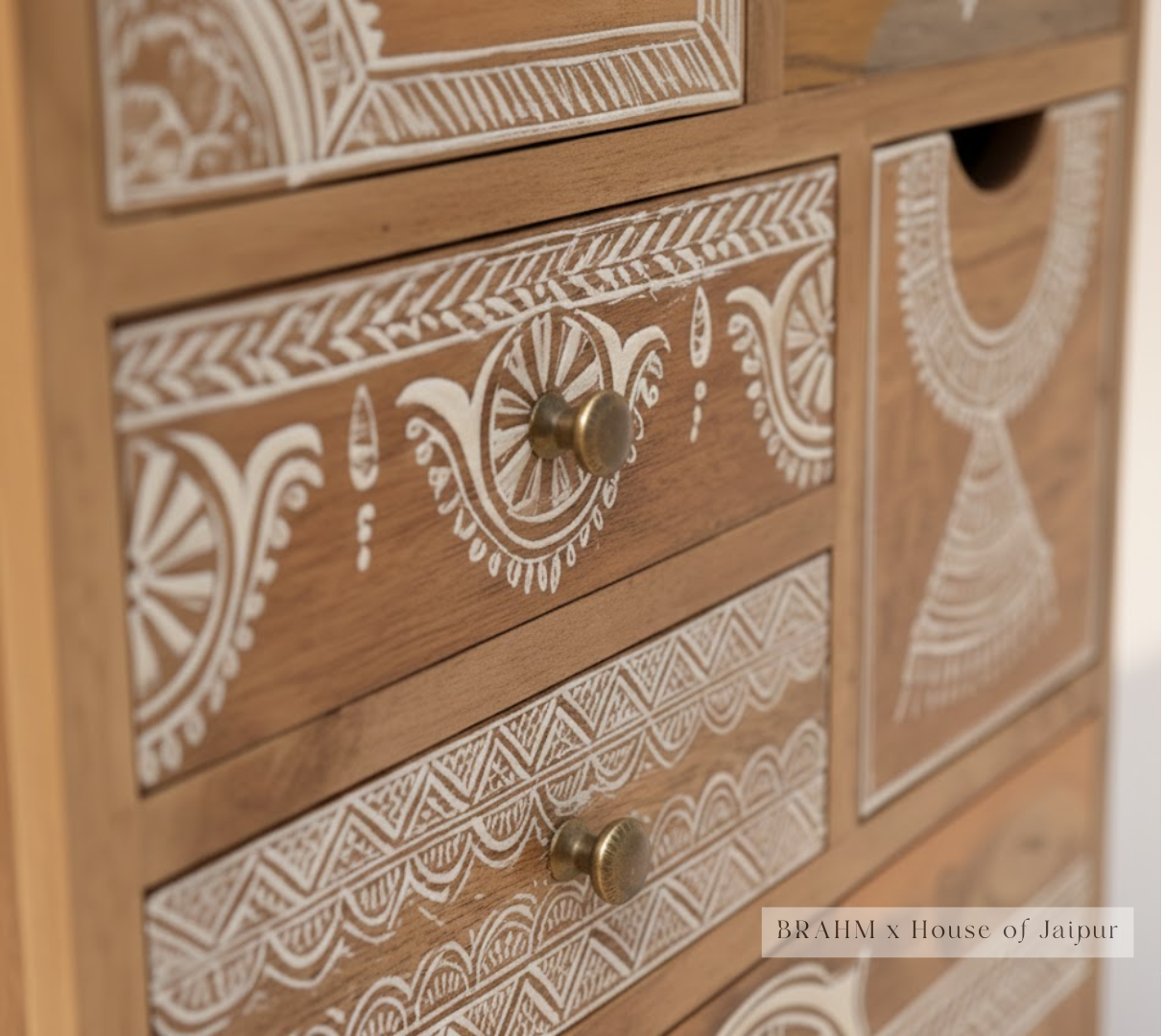 Rajika – Hand-Painted Solid Wood Bedside Chest