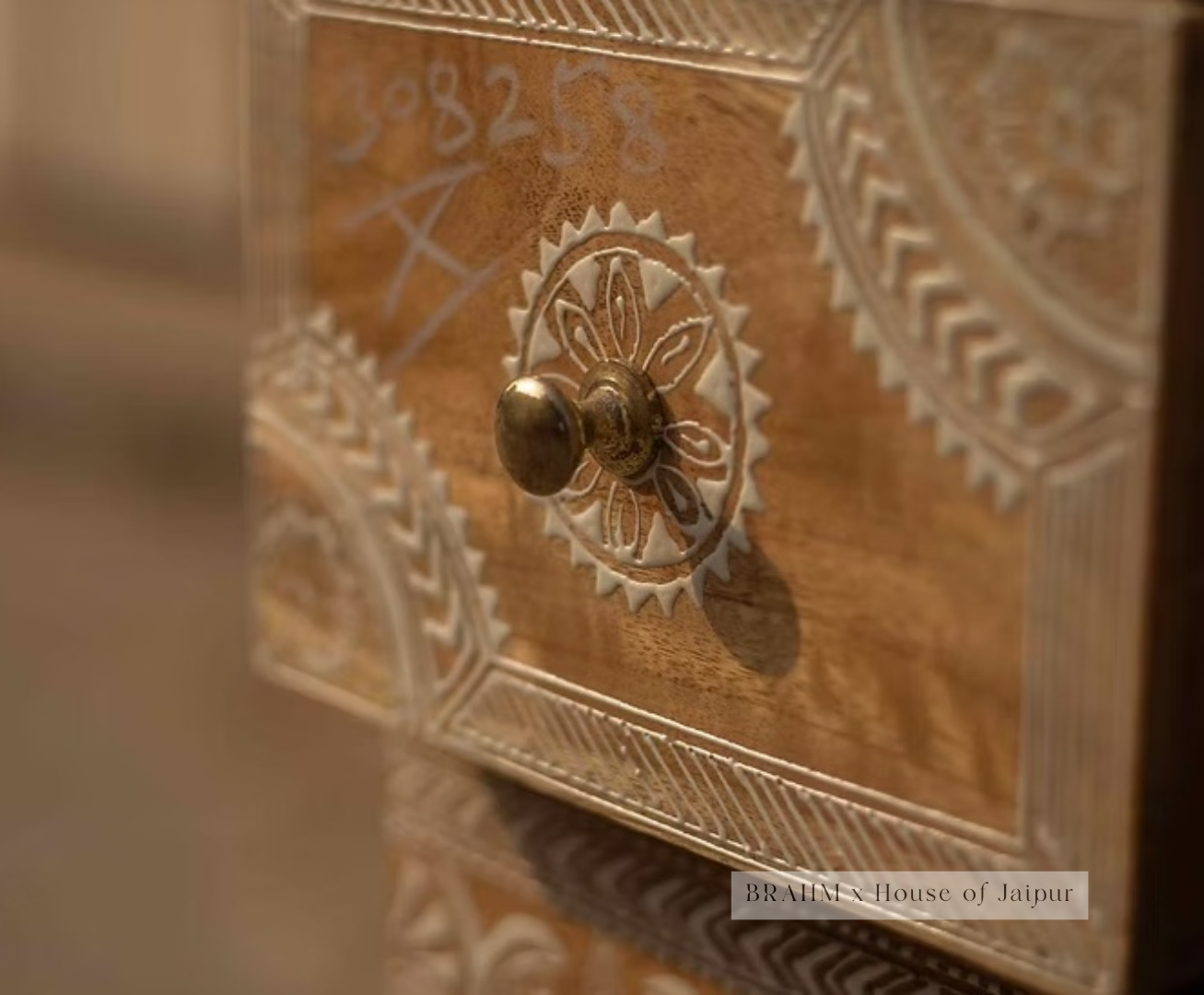 Rajika – Hand-Painted Solid Wood Bedside Chest