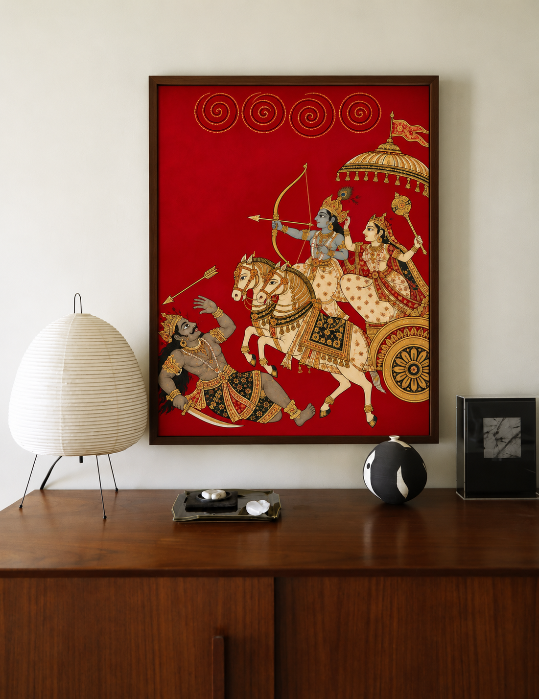 Art Print – “Naraka Chaturdashi”: Krishna and Satyabhama Vanquish Narakasura