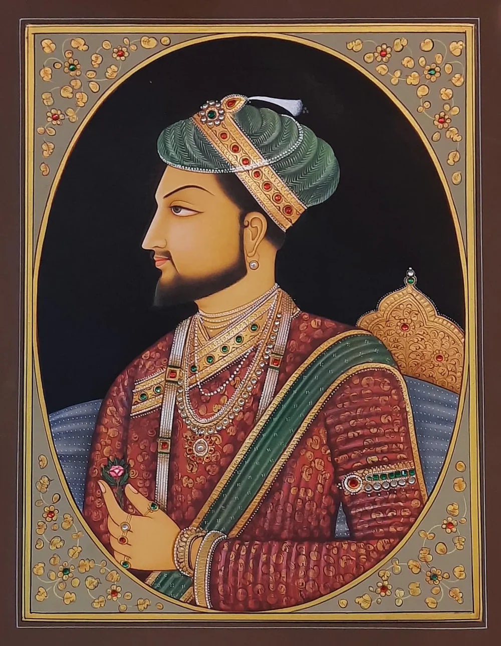 Royal Authority: Mughal Emperor Miniature Portrait