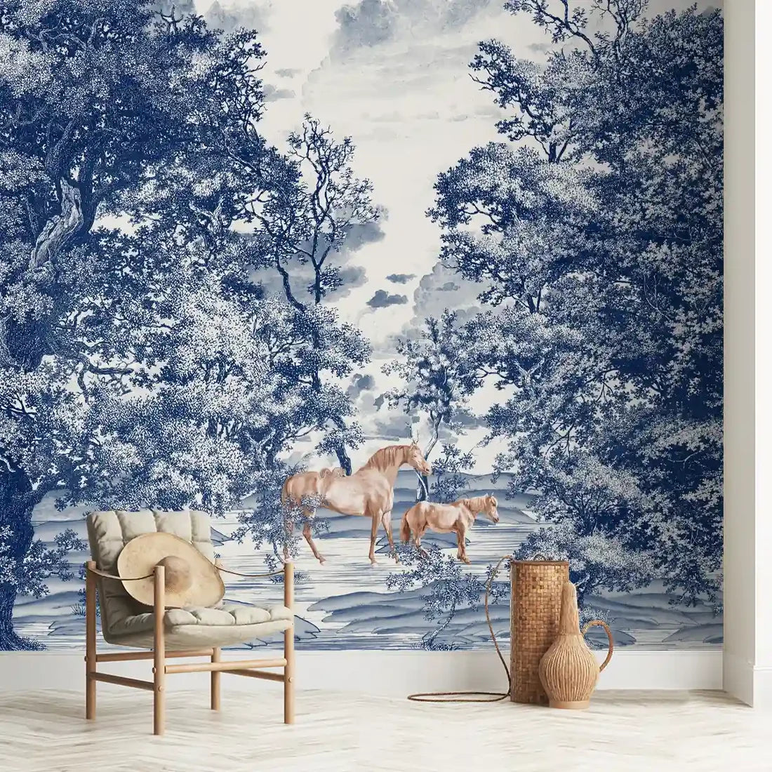 Blue Country Reverie: “Rustic Reverie” Wallpaper