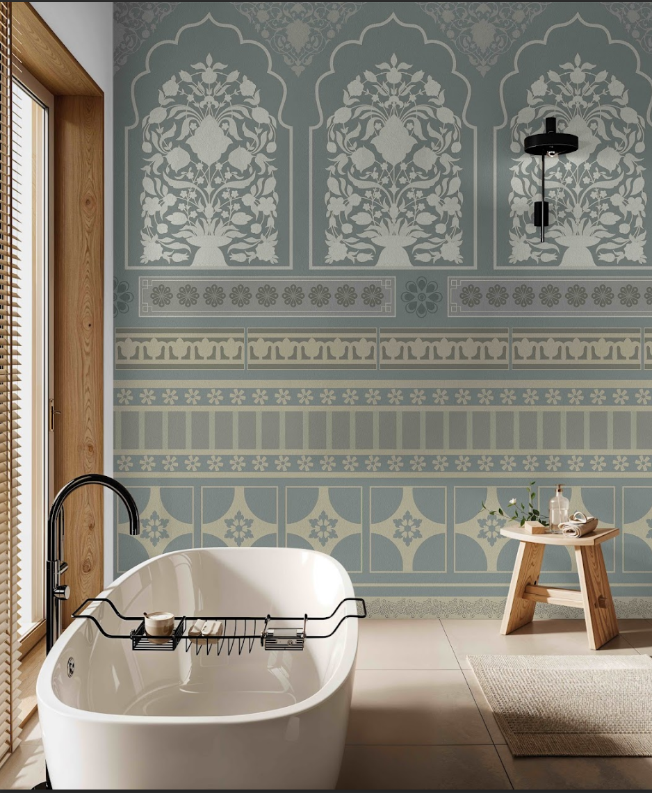 Jaali Echoes: "Indian Tile" Wallpaper