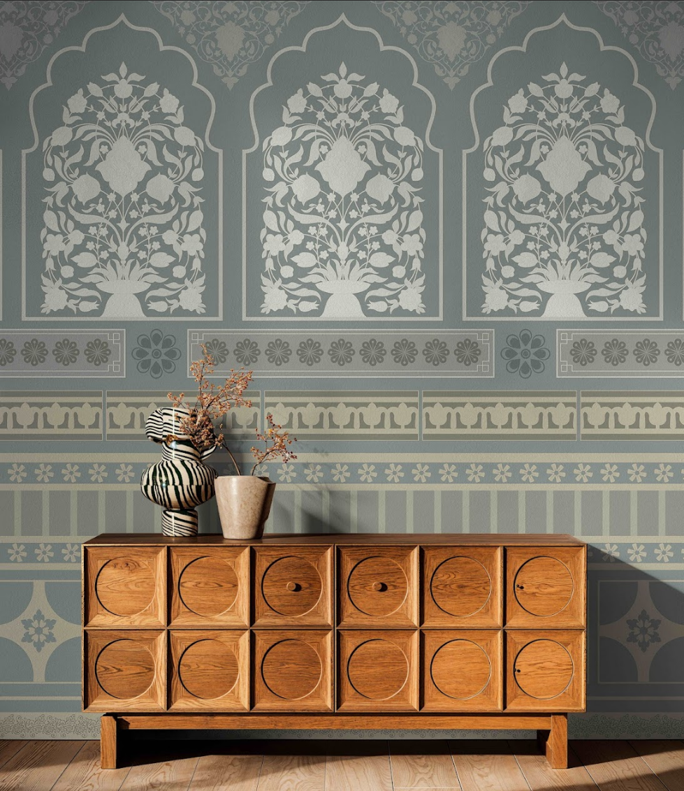 Jaali Echoes: "Indian Tile" Wallpaper