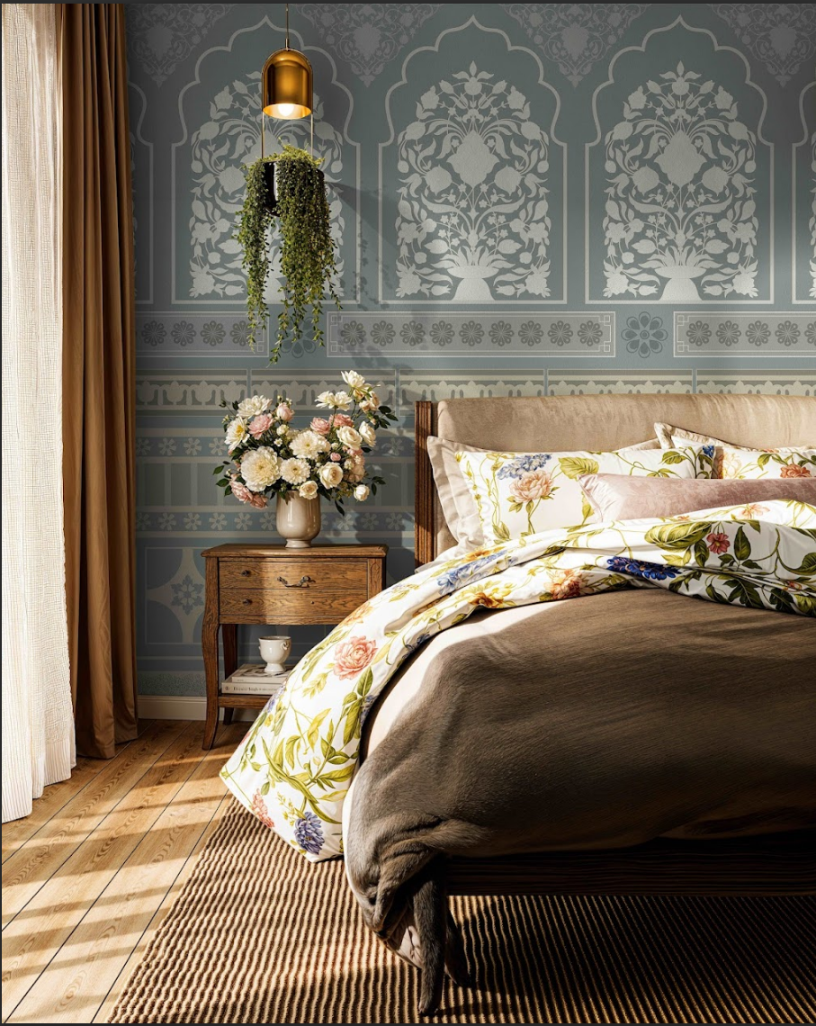 Jaali Echoes: "Indian Tile" Wallpaper