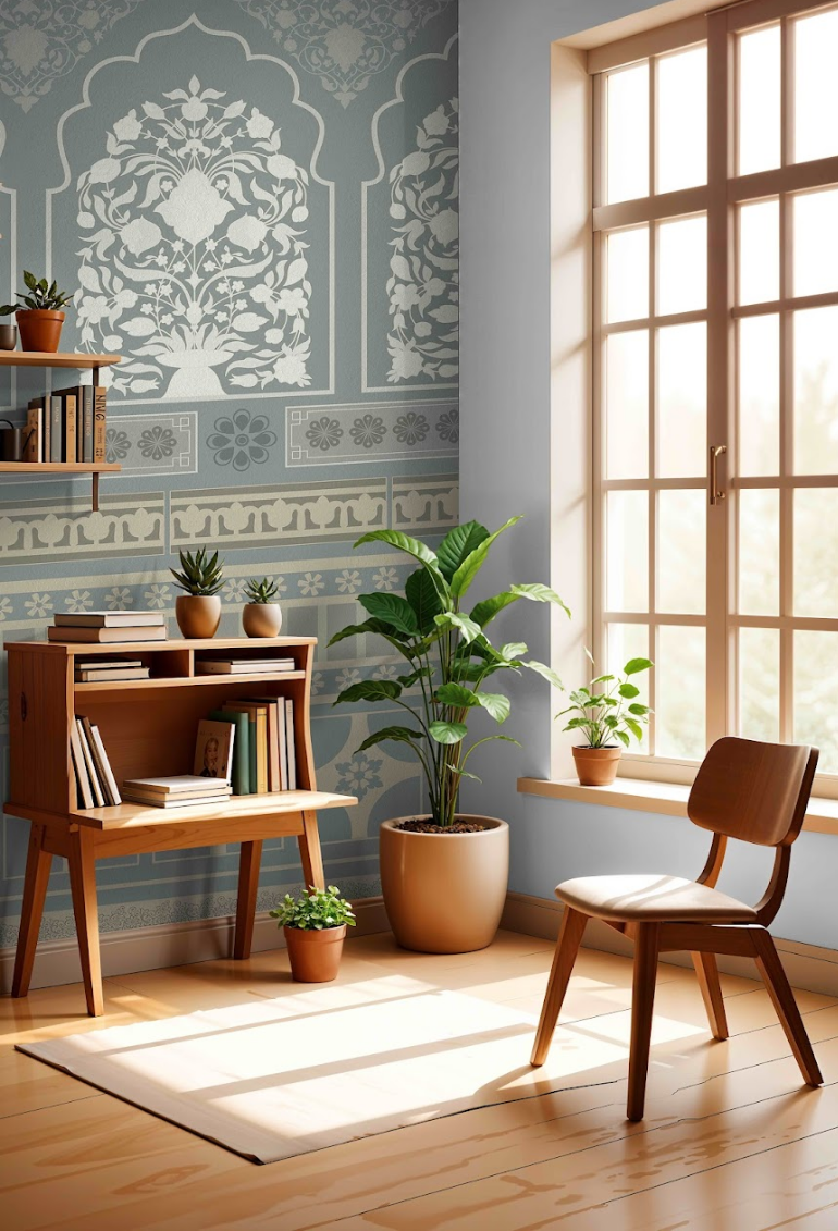 Jaali Echoes: "Indian Tile" Wallpaper