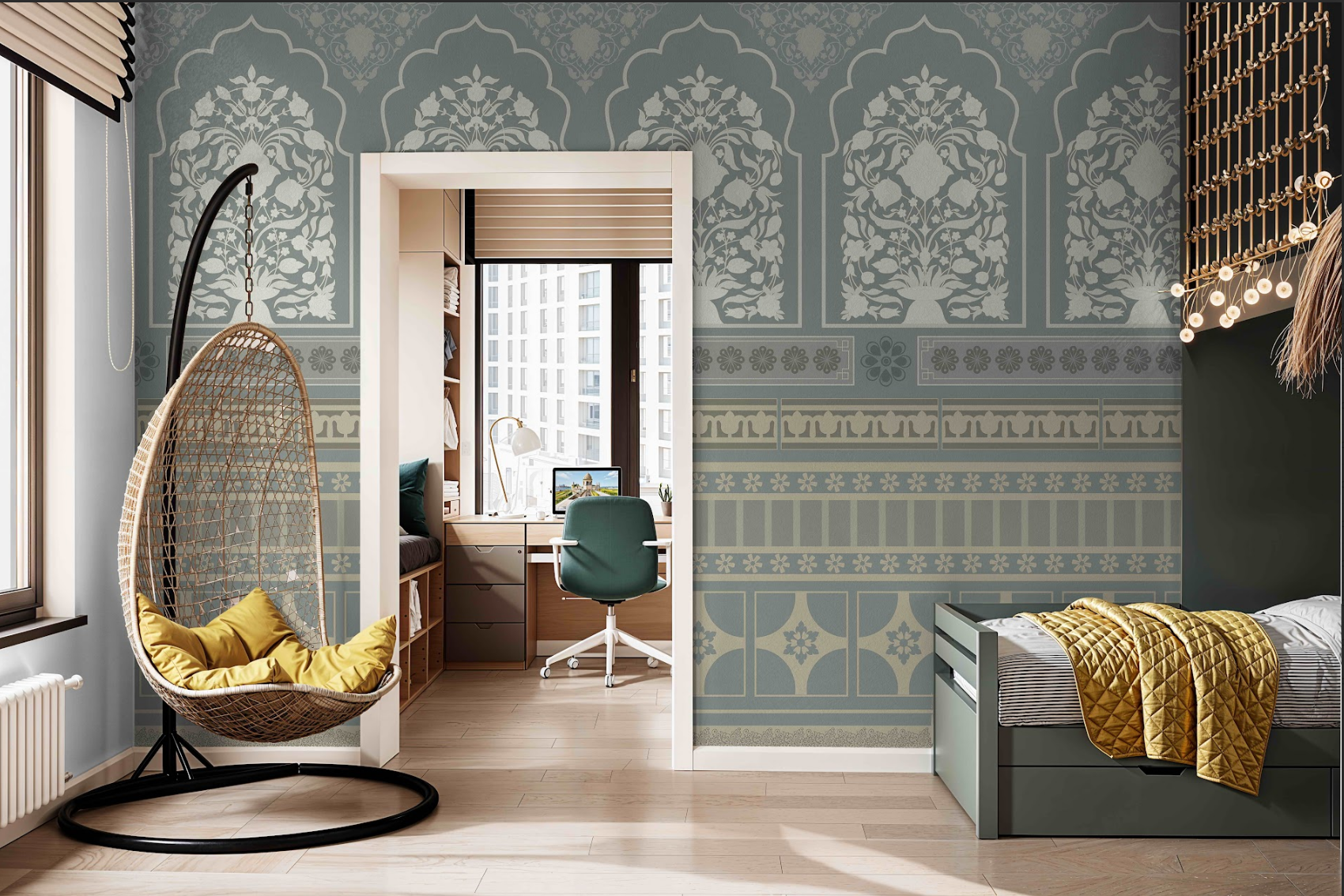 Jaali Echoes: "Indian Tile" Wallpaper