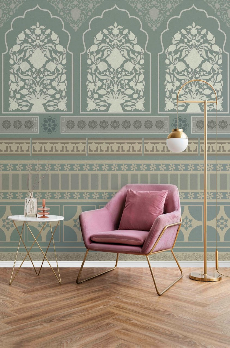 Jaali Echoes: "Indian Tile" Wallpaper