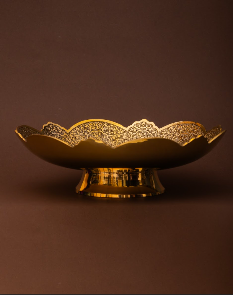 Ornate Fruit Bowl in Brass