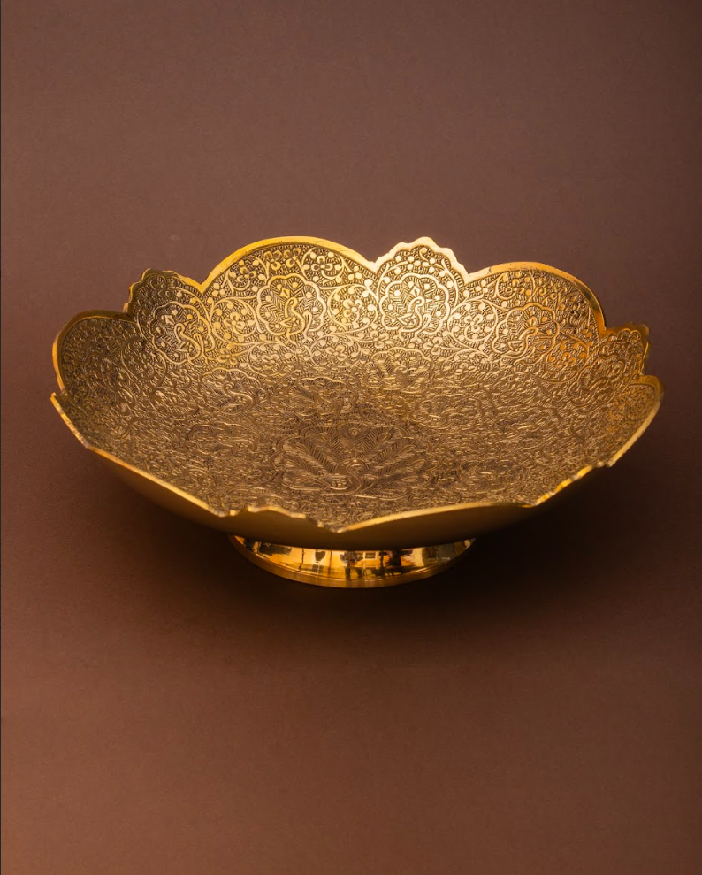 Ornate Fruit Bowl in Brass