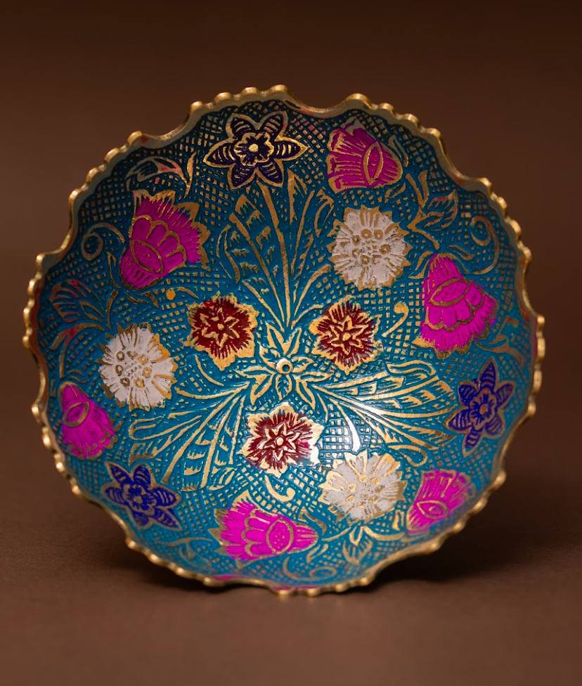 Brass Fruit Bowl Set of 4: Festival Bloom