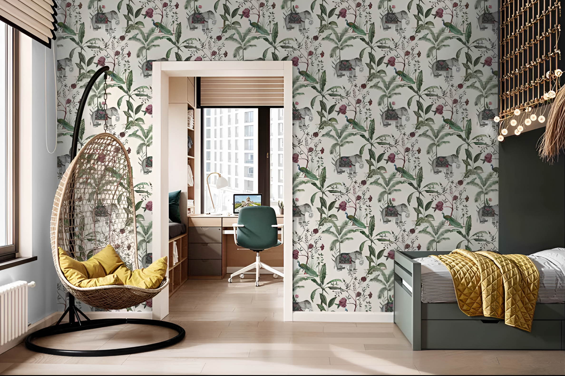 Timeless Fusion: "Sunehri Bageecha" Wallpaper