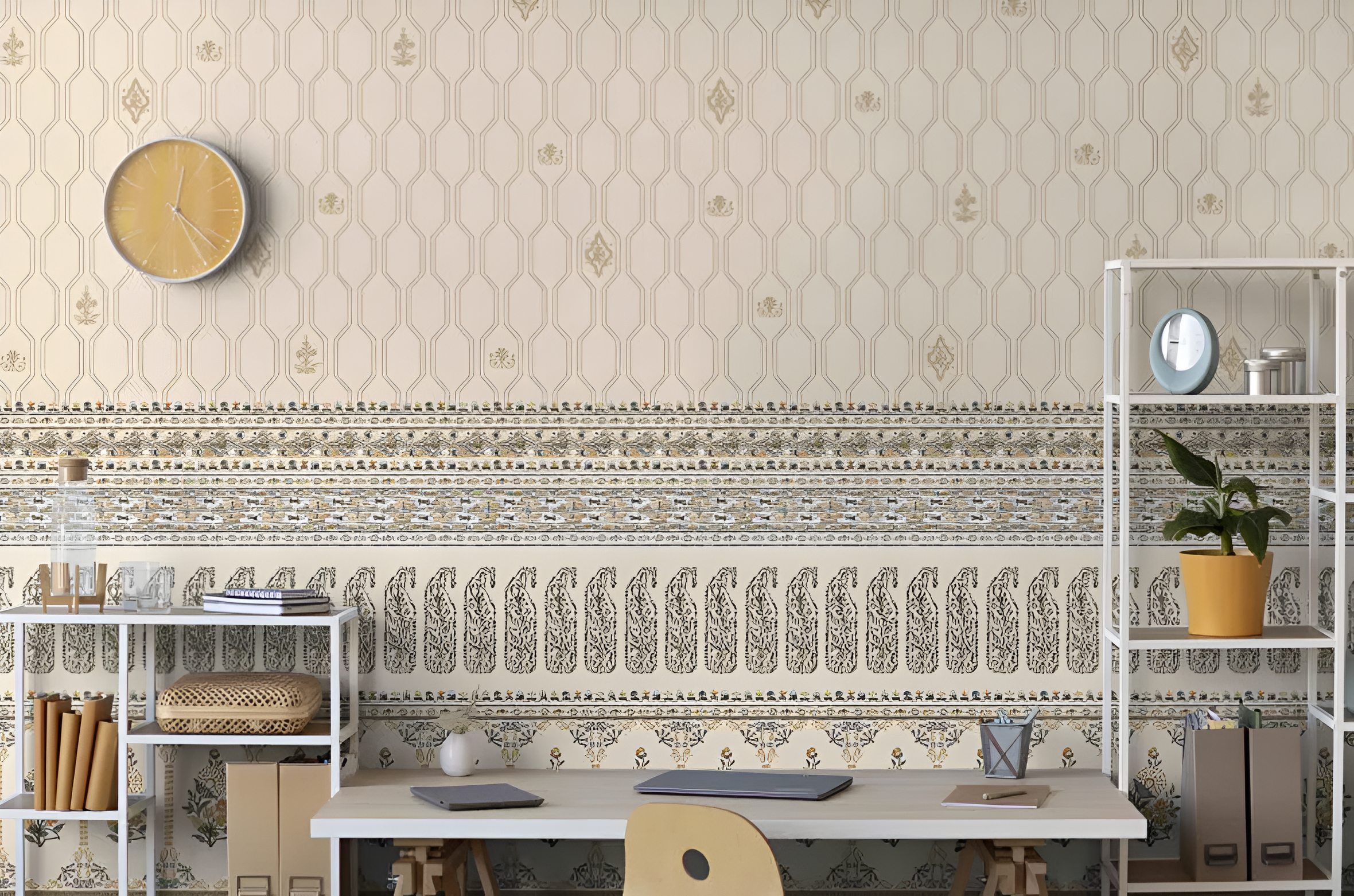 Timeless Fusion: "Sunehri Bageecha" Wallpaper