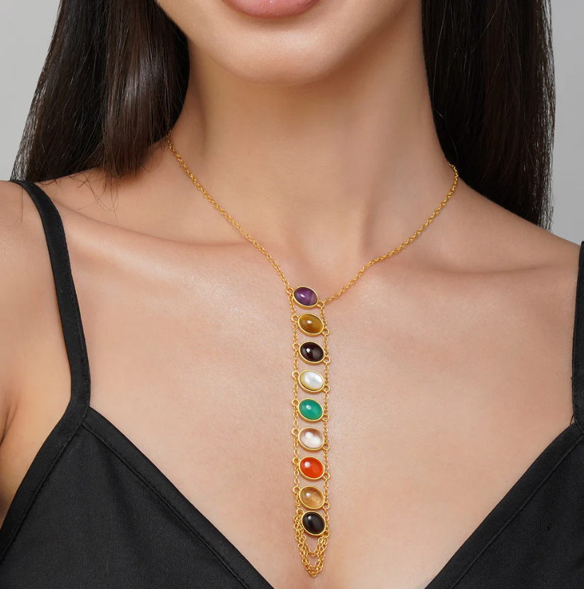 Power Within Navratan Lariat Necklace