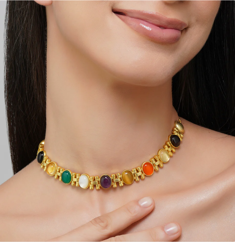 Power Moves Navratna Choker Necklace
