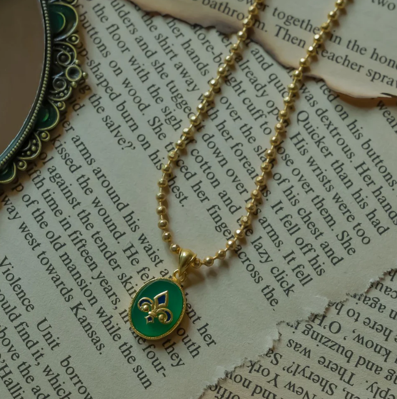 In Her Footsteps Green Onyx Pendant Necklace