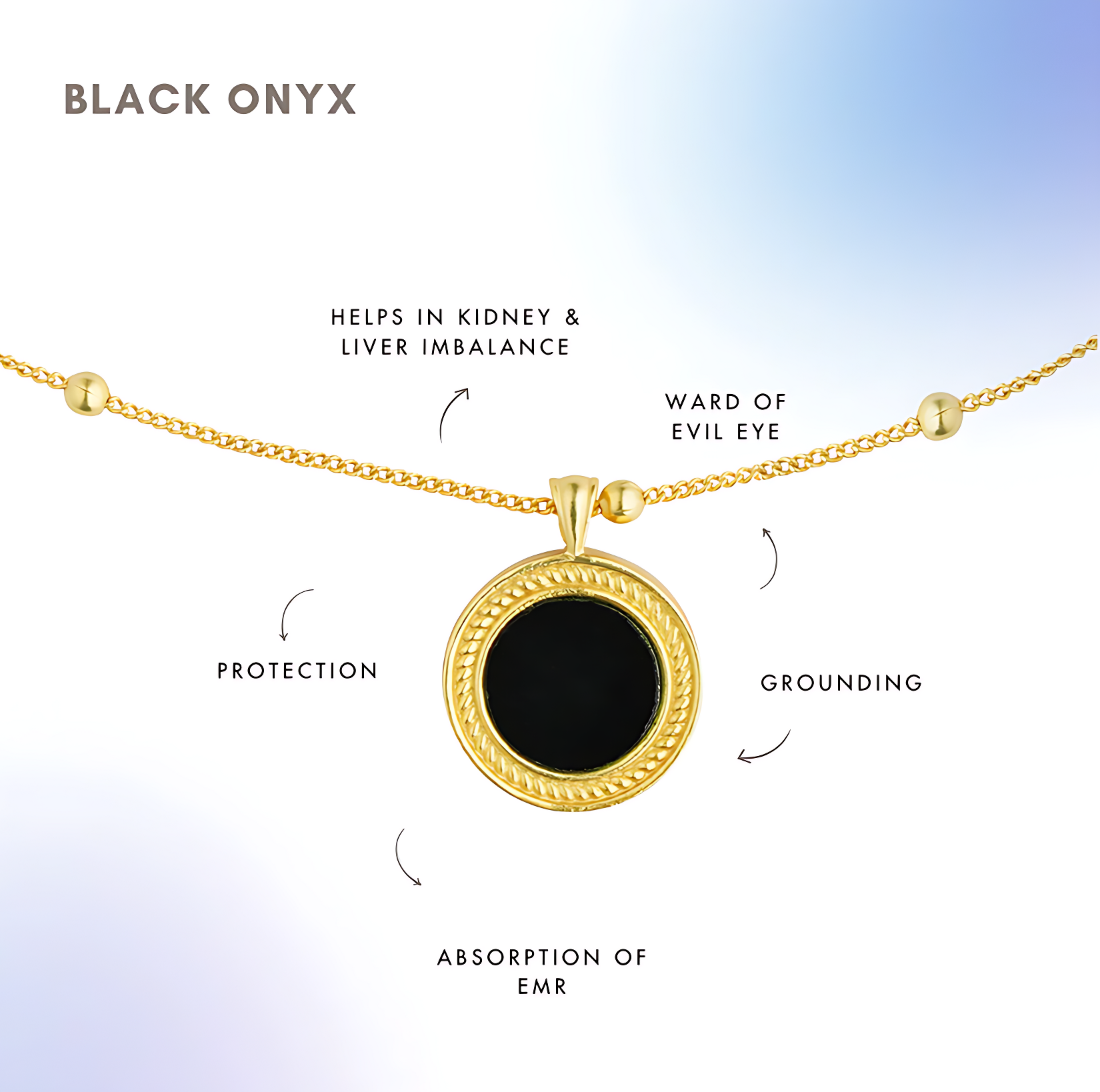 Healing Touch Pendant Necklace with Black Onyx - Protection