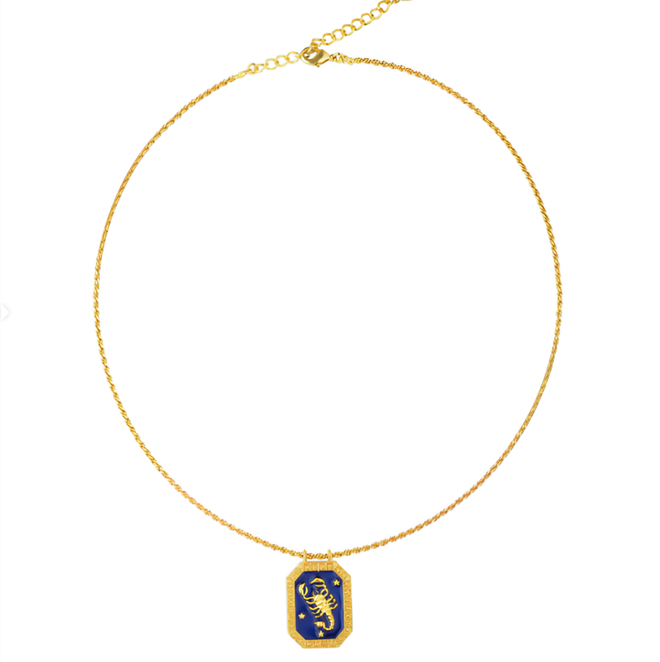 Scorpio Zodiac Tablet Reversible Necklace with Citrine