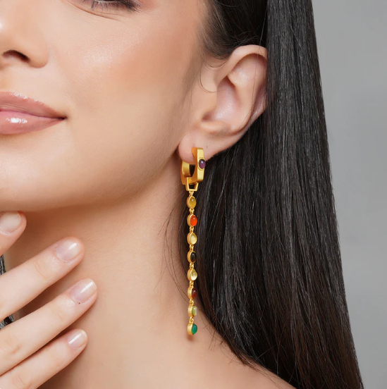 Power chain Navratan earrings