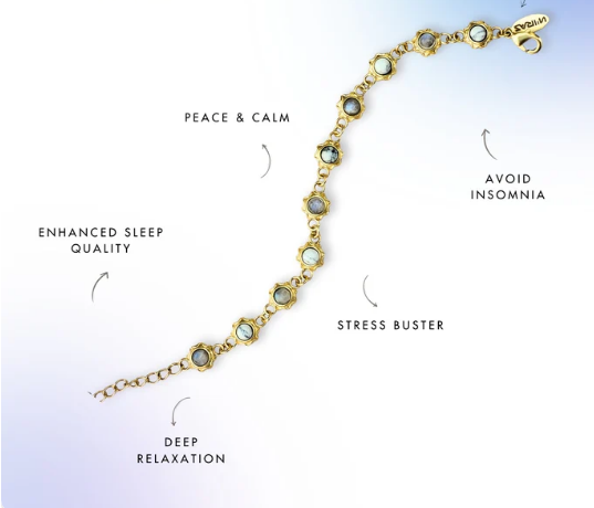 polished gold-tone unisex bracelet with oval moonstone and howlite stones, spiritual daily-wear jewelry