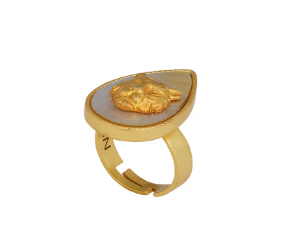 Tigris Charm Tiger Ring With Mother Of Pearl