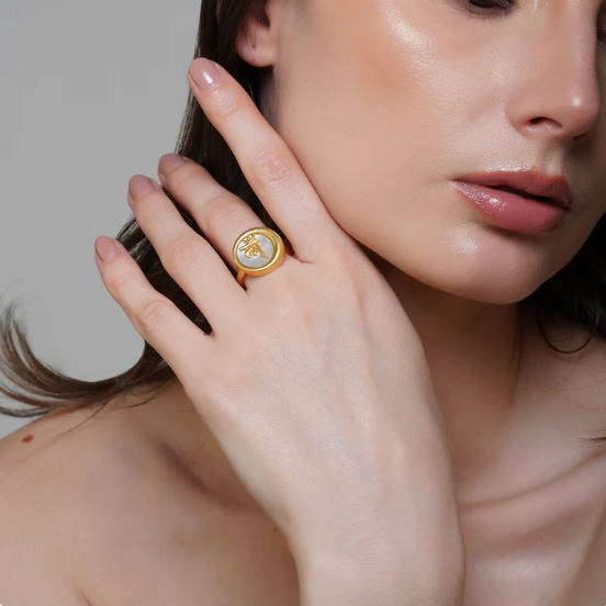 Mother's Necklace and Ring with Mother of Pearl