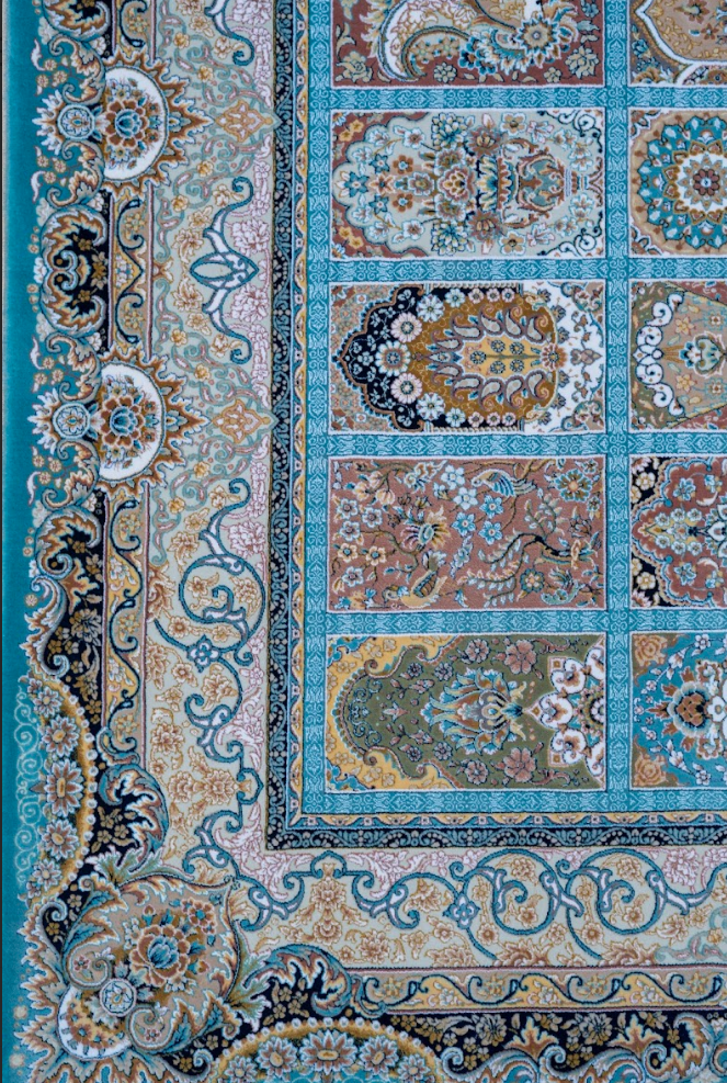 Gulnaz Compartment Silk Rug – Architectural Panel Weave