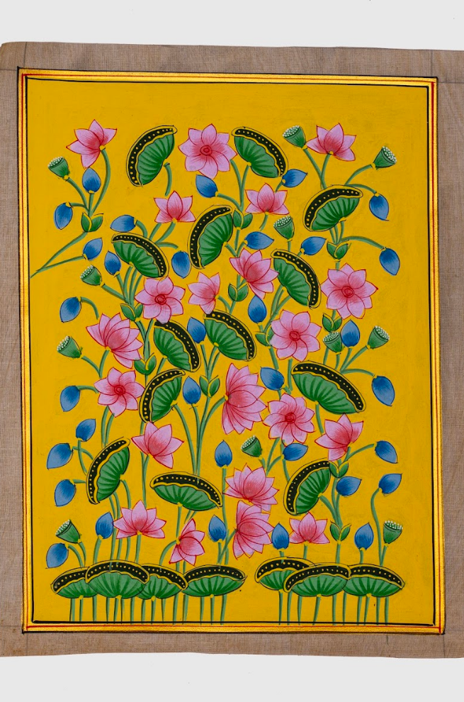 Golden Lotus Garden - Pichwai Painting