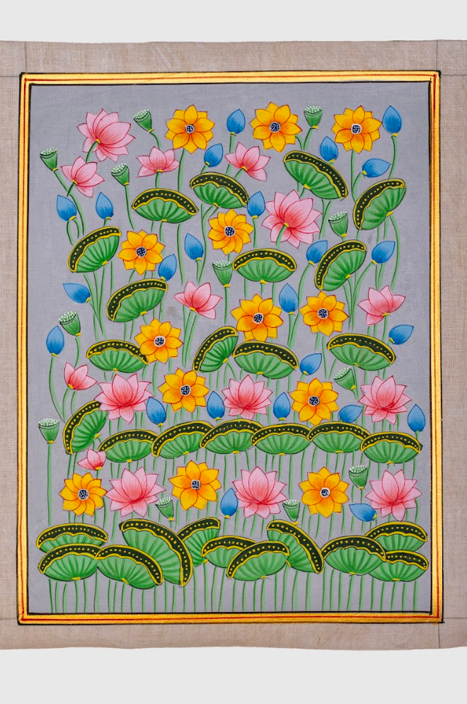Lotus Garden in Bloom - Pichwai painting