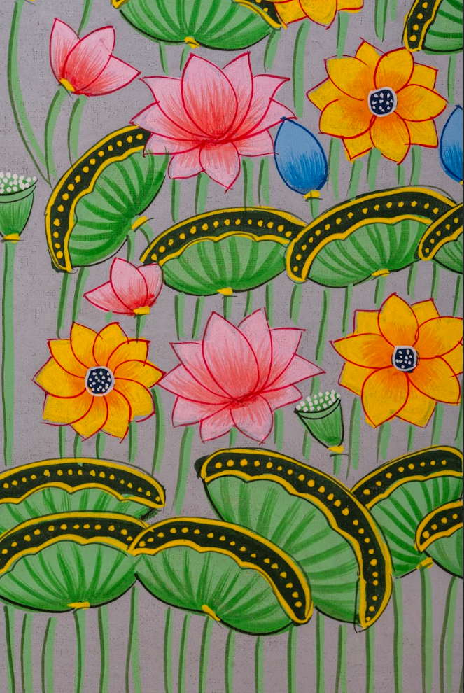 Lotus Garden in Bloom - Pichwai painting