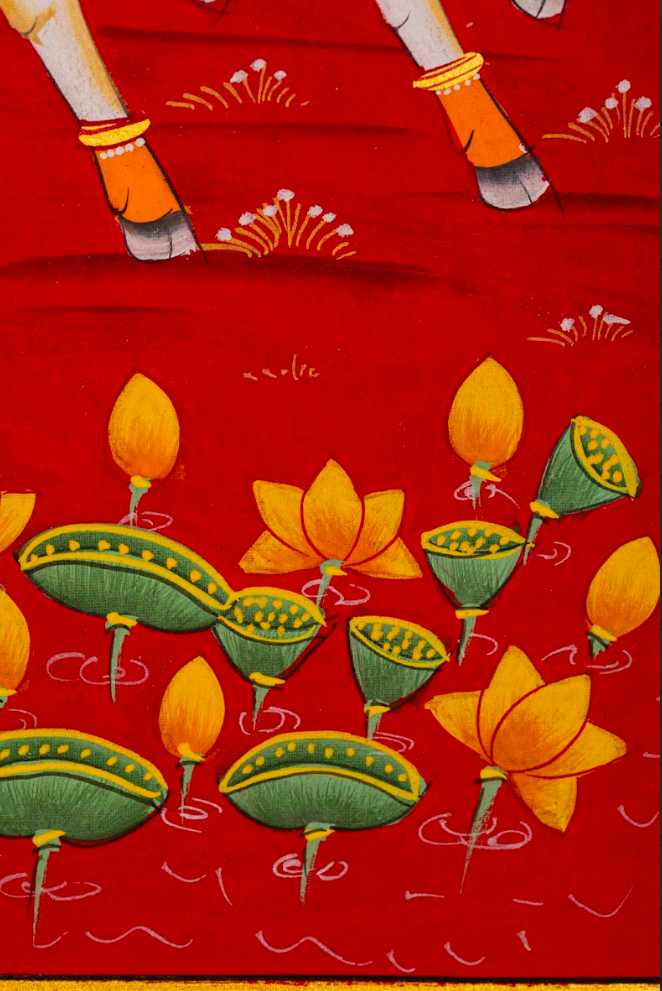 Crimson Procession of Sacred Cows – Pichwai Painting (Set of 2)