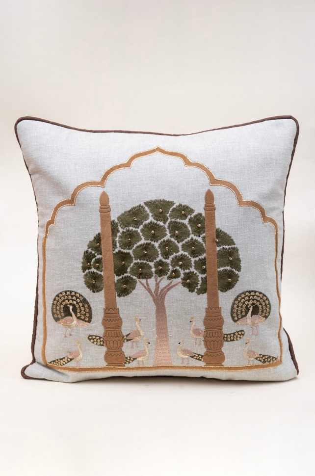 Garden Pavilion Embroidered Cushion Covers - Set of Four
