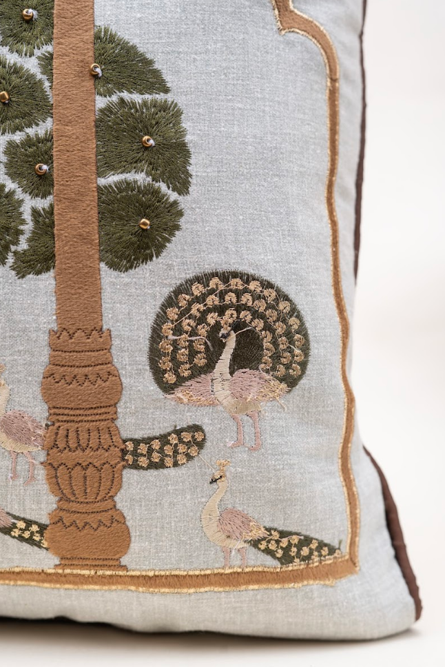 Garden Pavilion Embroidered Cushion Covers - Set of Four