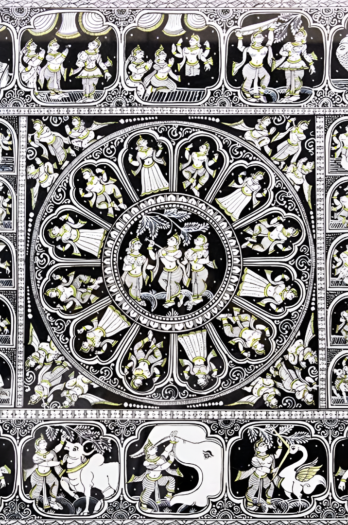 Bala Krishna Life Story at Brindavan - Orissa Pattachitra Painting