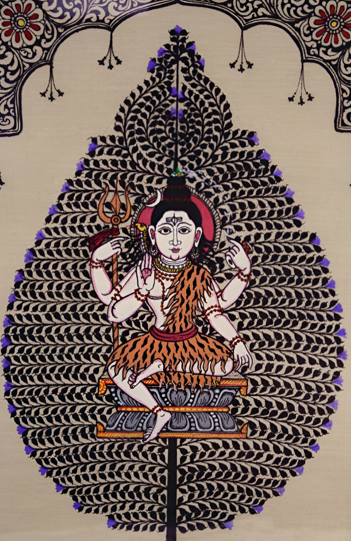 Sacred Axis: Tree of Life Shiva – Orissa Pattachitra Painting