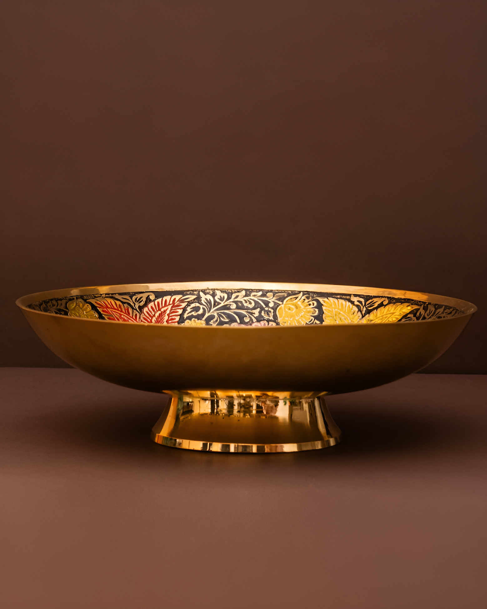 Black Ornate Fruit Bowl in Brass