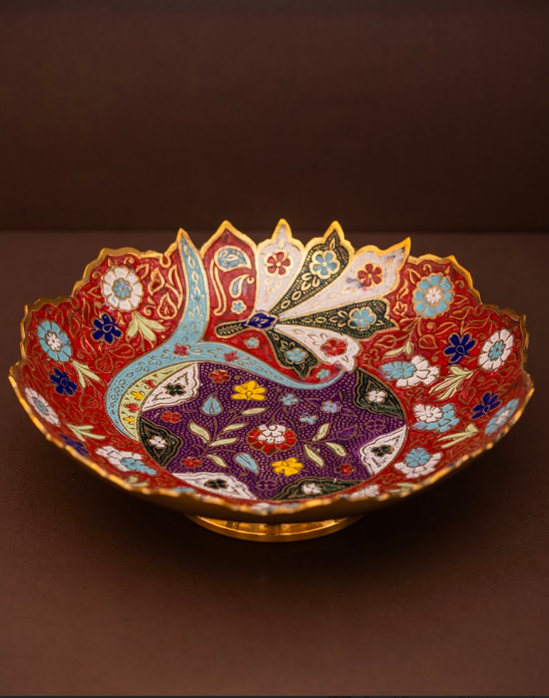 Red and Purple Brass Fruit Bowl