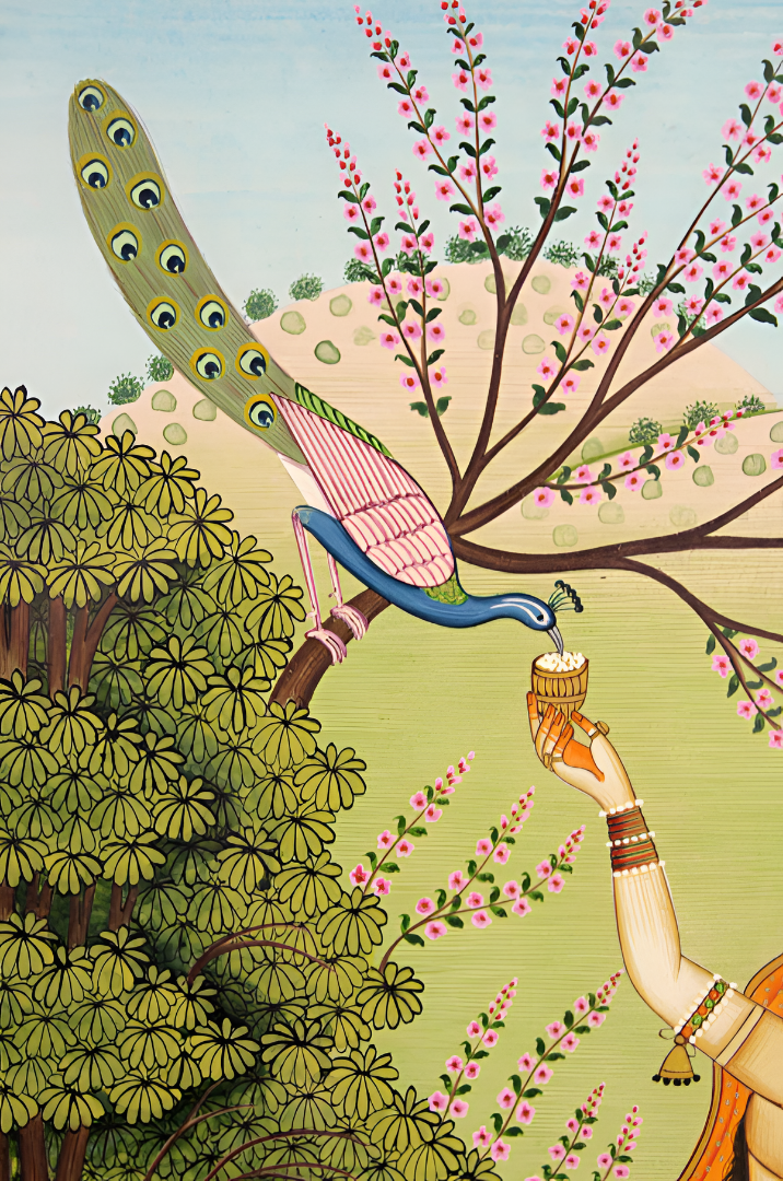 The Peacock Companion - A Kangra Miniature