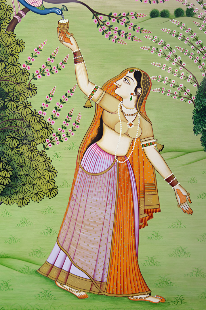 The Peacock Companion - A Kangra Miniature