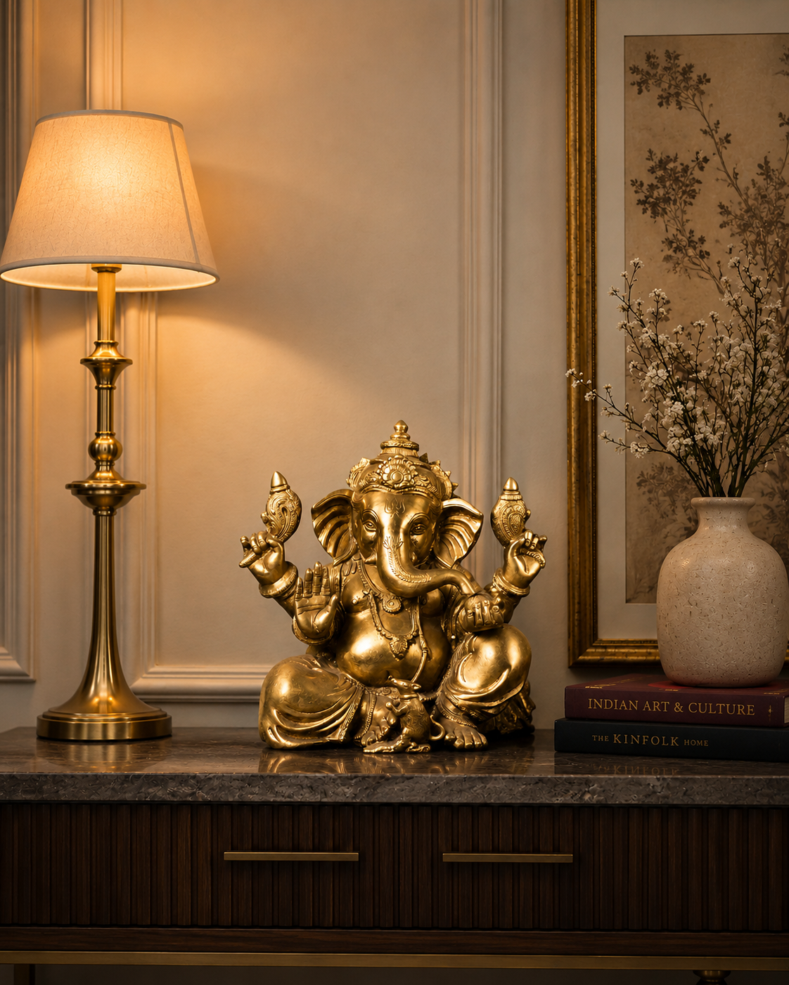 Seated 'Ganesh' Sculpture in Brass